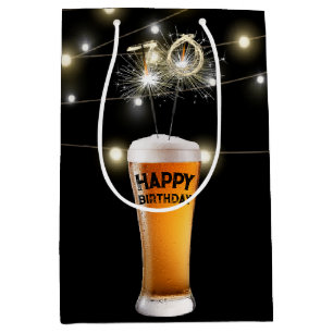 Sac Cadeau Moyen Sparklers En Verre De Bière 70e Anniversaire