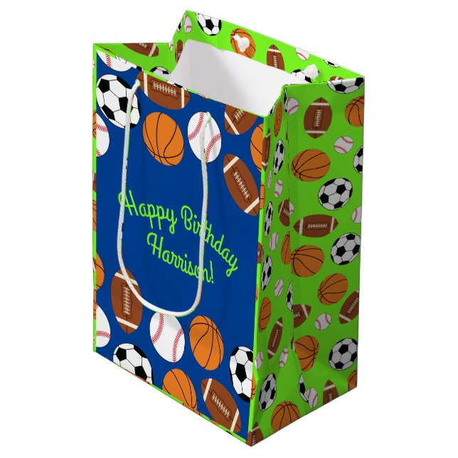 Sac Cadeau Moyen Sports Anniversaire (Devant Angle)