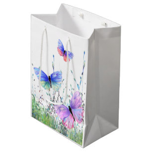 Sac Cadeau Moyen Spring Joy - Papillons colorés volant dans la natu