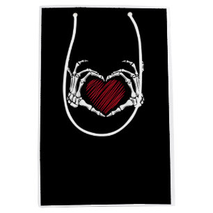Sac Cadeau Moyen Squelette Coeur main signe costume tendance Hallow