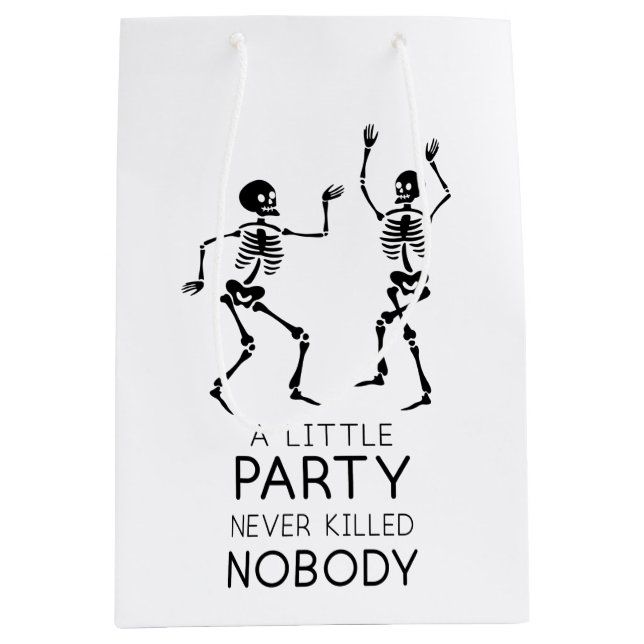 Sac Cadeau Moyen Squelette d'Halloween contemporain (Devant)