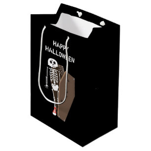 Sac Cadeau Moyen Squelette et café Halloween Design