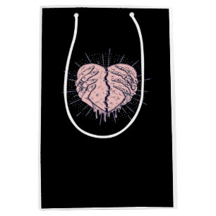 Sac Cadeau Moyen Squelette Main Avec Coeur Classique
