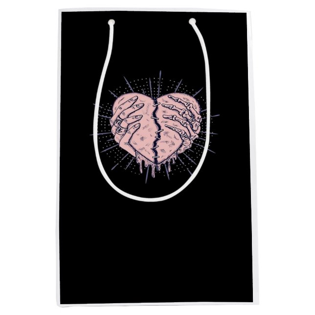 Sac Cadeau Moyen Squelette Main Avec Coeur Classique (Devant)