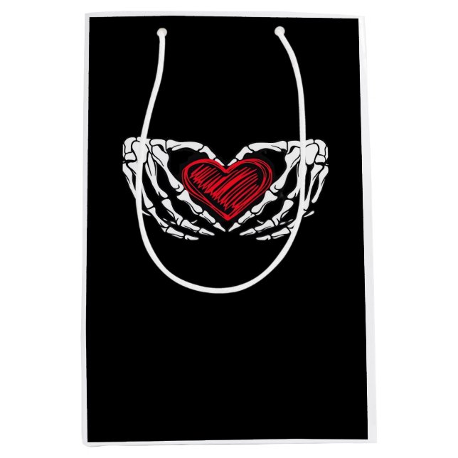 Sac Cadeau Moyen Squelette Mains Avec Coeur Classique (Devant)