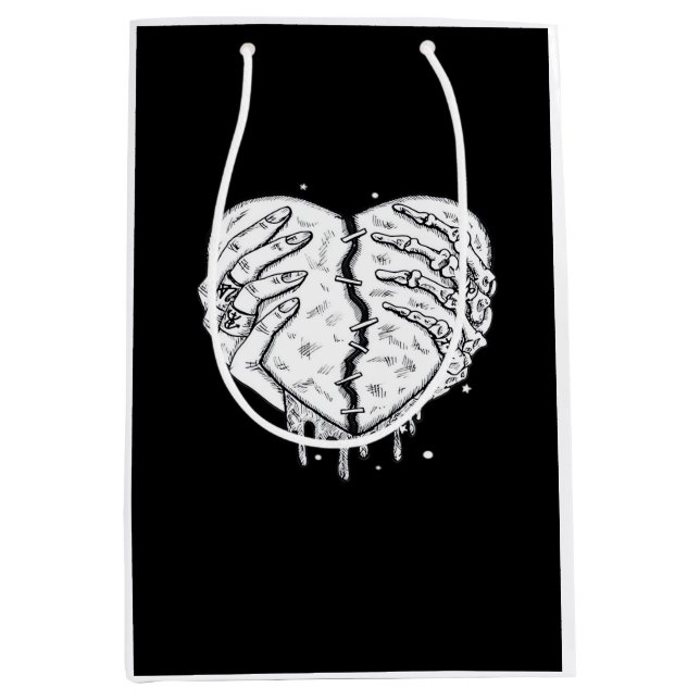 Sac Cadeau Moyen Squelette Mains Coeur - Coeur gothique Classique (Devant)