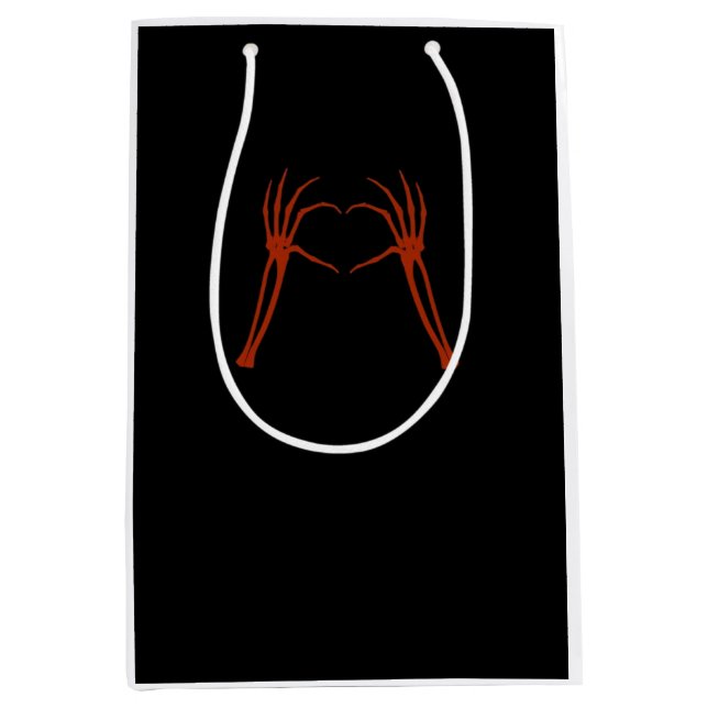 Sac Cadeau Moyen Squelette Mains Coeur Signer Costume Drôle Hallowe (Devant)