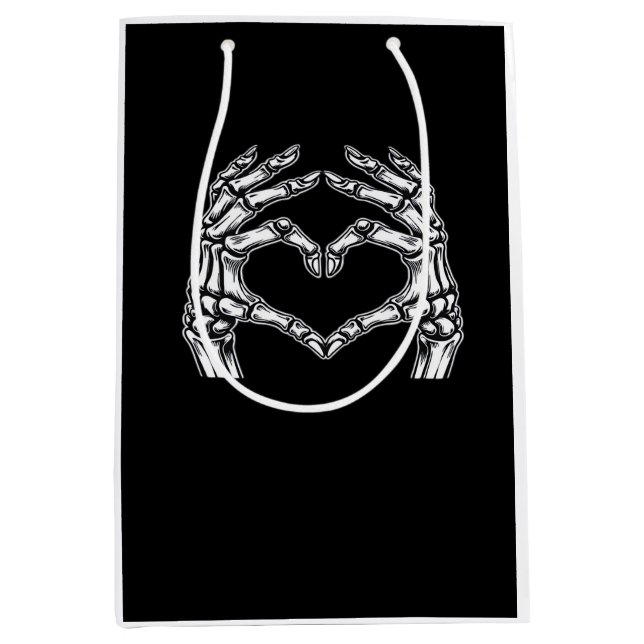 Sac Cadeau Moyen Squelette Mains de coeur Signer Costume d'Hallowee (Devant)