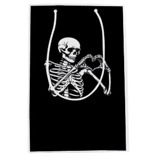 Sac Cadeau Moyen Squelette Mains de coeur Signer Costume d'Hallowee