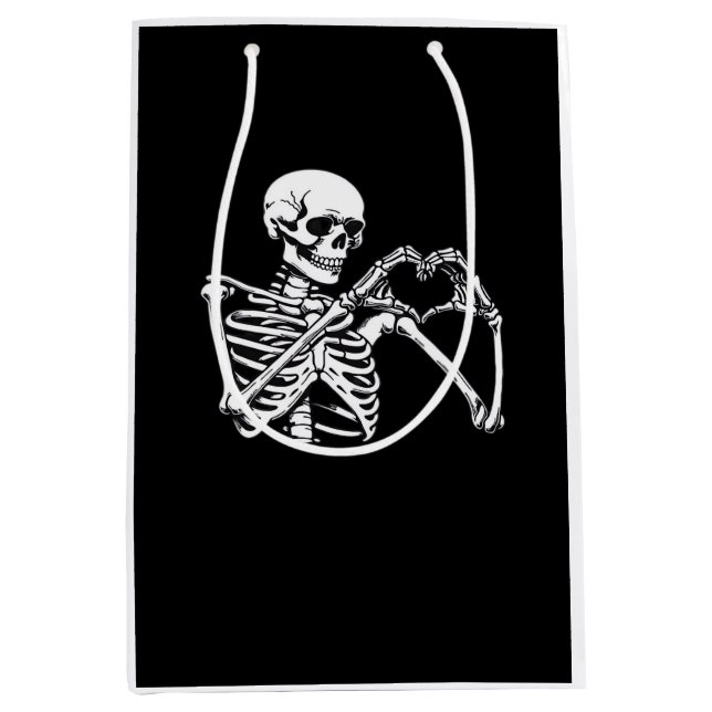 Sac Cadeau Moyen Squelette Mains de coeur Signer Costume d'Hallowee (Devant)