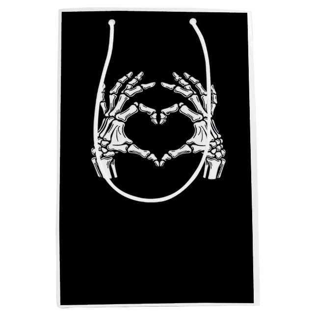 Sac Cadeau Moyen Squelette Mains du coeur Signal Costume d'Hallowee (Devant)