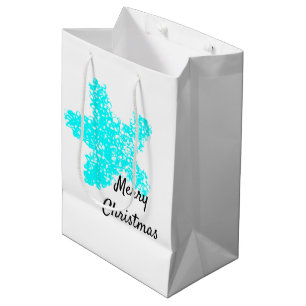 Sac Cadeau Moyen Starfish Motifs Turquoise Aqua White Joyeux Noël