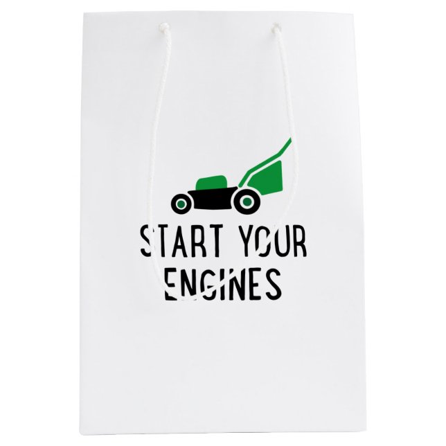 Sac Cadeau Moyen Start your Engines Lawn Mower (Devant)