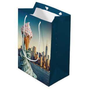 Sac Cadeau Moyen Statue de la Liberté avec Anniversaire de crème gl