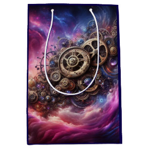 Sac Cadeau Moyen Steampunk Industrial Clocwork Purple and Pink