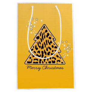 Sac Cadeau Moyen Sticker Leopard cheetah Christmas Tree