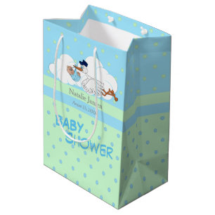 Sac Cadeau Moyen Stork avec un mignon petit bébé garçon
