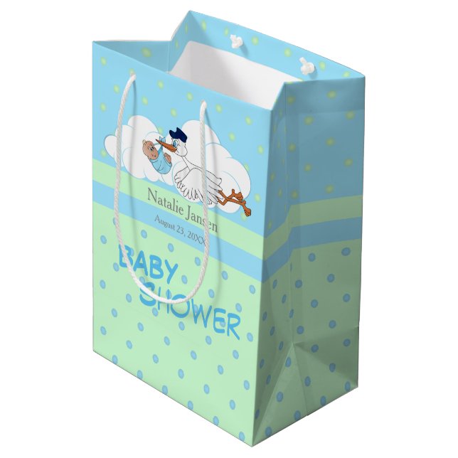 Sac Cadeau Moyen Stork avec un mignon petit bébé garçon (Dos Angle)