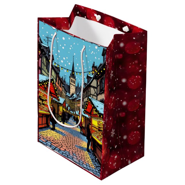 Sac Cadeau Moyen Strasbourg, France Noël   (Devant Angle)
