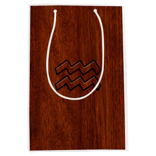 Sac Cadeau Moyen Style d'acajou de brun de signe de zodiaque de (Devant)