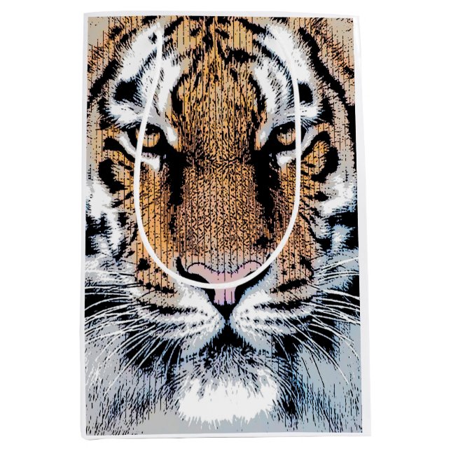 Sac Cadeau Moyen Style graphique Tiger Portrait (Devant)
