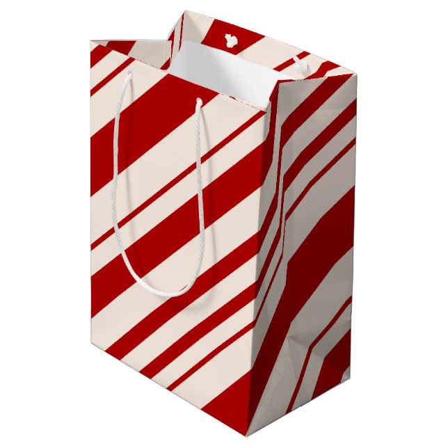 Sac Cadeau Moyen Sucre de canne rouge et blanc coupé (Dos Angle)