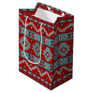 Sac Cadeau Moyen Sud-Ouest Mesas Turquoise & Rouge