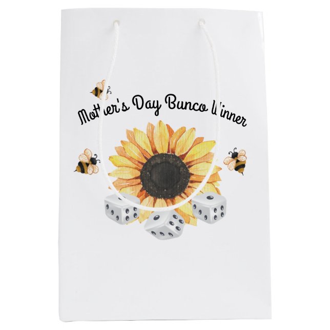Sac Cadeau Moyen Sunflower Bees Floral Dice Winner Bunco (Devant)