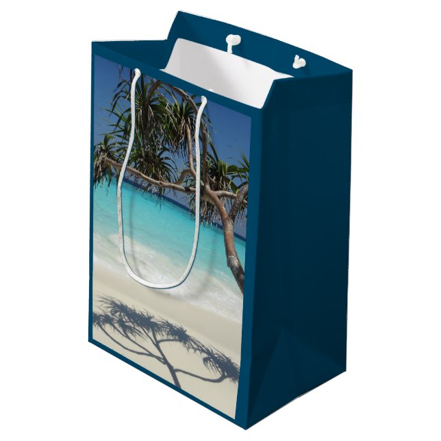 Sac Cadeau Moyen Sunny Tropical Beach Ocean Paradise (Dos Angle)
