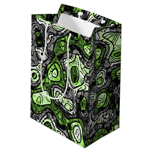 Sac Cadeau Moyen Super Trippy Grungy Funky Abstrait Agender Pride (Dos Angle)