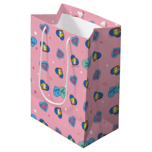 Sac Cadeau Moyen Supergirl hors de ce monde Retro Graphisme (Devant Angle)