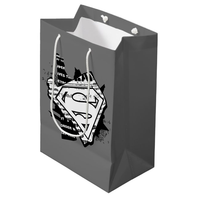Sac Cadeau Moyen Supergirl Newsprint S-Shield (Devant Angle)