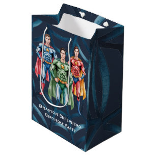 Sac Cadeau Moyen Superhero fête d'anniversaire pour les garçons
