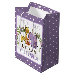 Sac Cadeau Moyen Sweet Jungle Safari animal 1er anniversaire