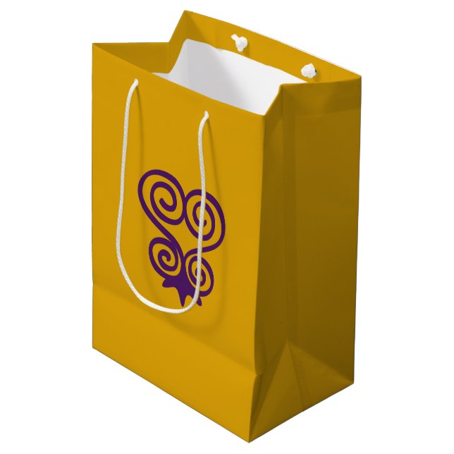 Sac Cadeau Moyen Symbole Adinkra d'Afrique de l'Ouest (Sankofa) (Devant Angle)