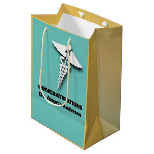 Sac Cadeau Moyen Symbole Caduceus Turquoise Adulte Docteur Félicita