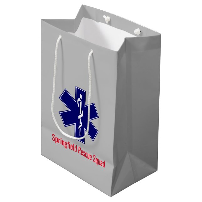 Sac Cadeau Moyen Symbole du logo de l'Étoile de la vie, EMT (Devant Angle)