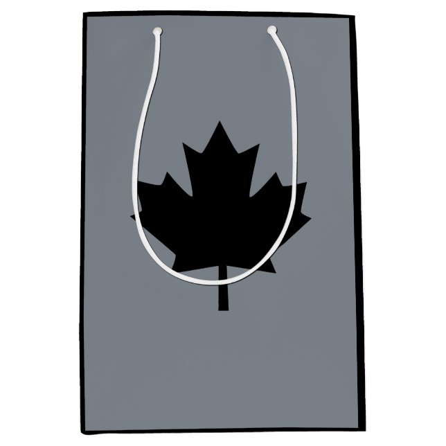 Sac Cadeau Moyen Symbole noir canadien de feuille d'érable (Devant)