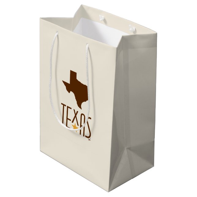 Sac Cadeau Moyen Symboles du Texas, Etat du Texas, brun (Dos Angle)