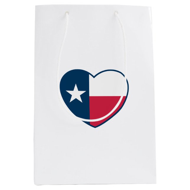 Sac Cadeau Moyen Symboles du Texas, Texas Drapeau, Coeur (Devant)