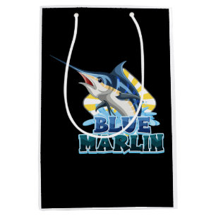 Sac Cadeau Moyen t-shirt bleu-marlin-poisson-avec-caractère-carton