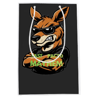 Sac Cadeau Moyen T-shirt noir à manches courtes Cool Kangaroo Fast