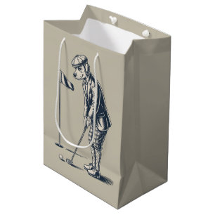 Sac Cadeau Moyen T-shirt Terrier de Boston Golf Vintage Chien de Go