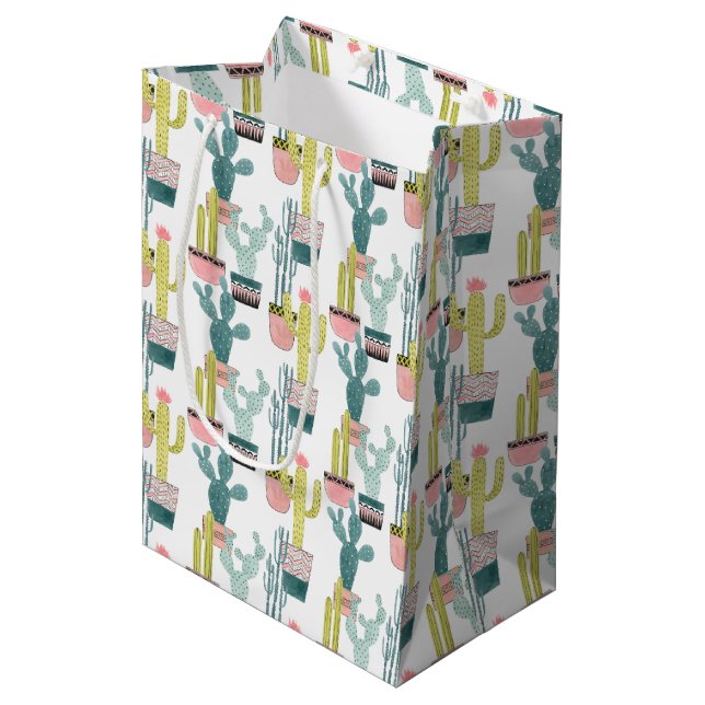 Sac Cadeau Moyen Taco à propos d'amour | Motif Cactus (Devant Angle)