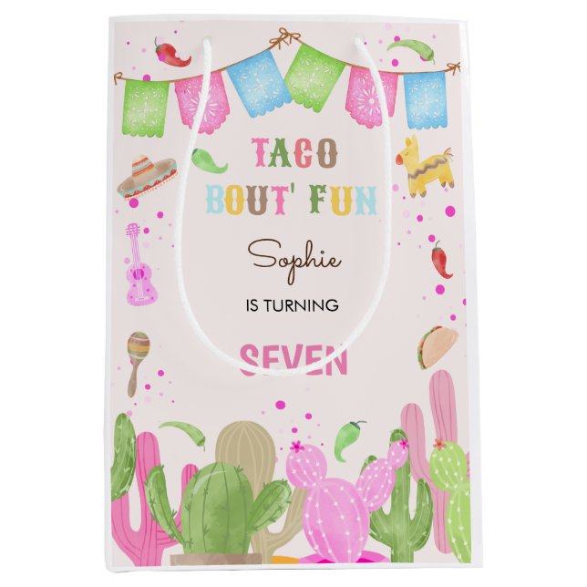 Sac Cadeau Moyen Taco sur le plaisir fiesta anniversaire de enfant  (Devant)