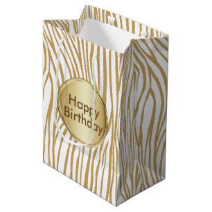 Sac Cadeau Moyen Tan Zebra Stripes Texte Personnalisé