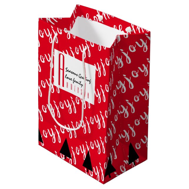 Sac Cadeau Moyen Tapis rouge par LeahG - Joy Joyeuses Fêtes (Devant Angle)