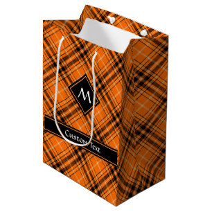 Sac Cadeau Moyen Tartan orange d'Halloween