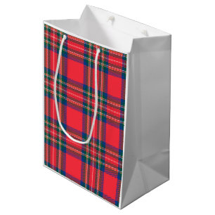 Sac Cadeau Moyen Tartan Plaid Red Christmas Festive Fun