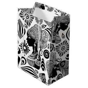 Sac Cadeau Moyen Tatouage Tribal Portrait de Fille Africaine